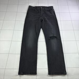 Levi's Jeans Womens 29 Washed Black Wedgie Straight Leg Button Fly Ripped Knee